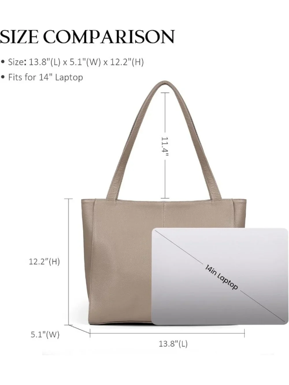 Genuine Leather Tote Bag for Women | Padded Laptop Compartment, Multi-Pockets